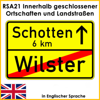 RSA21 Innerhalb geschlossener Ortschaften und Landstraßen in Englischer Sprache